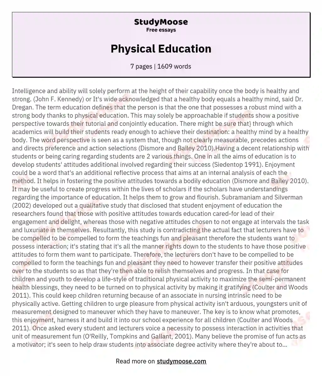 Physical Education essay
