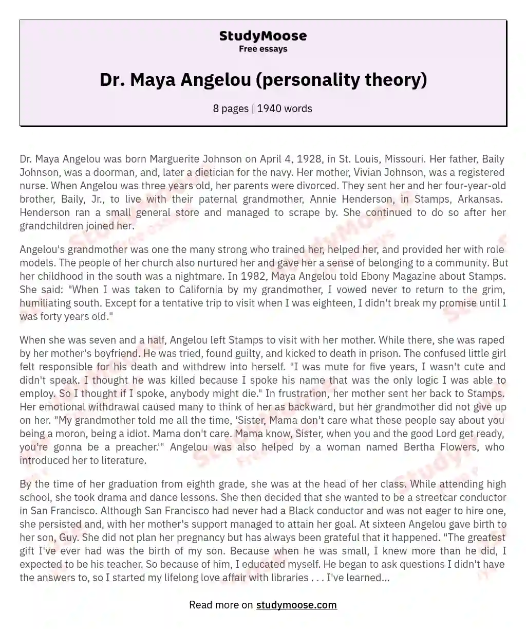 Dr. Maya Angelou (personality theory)