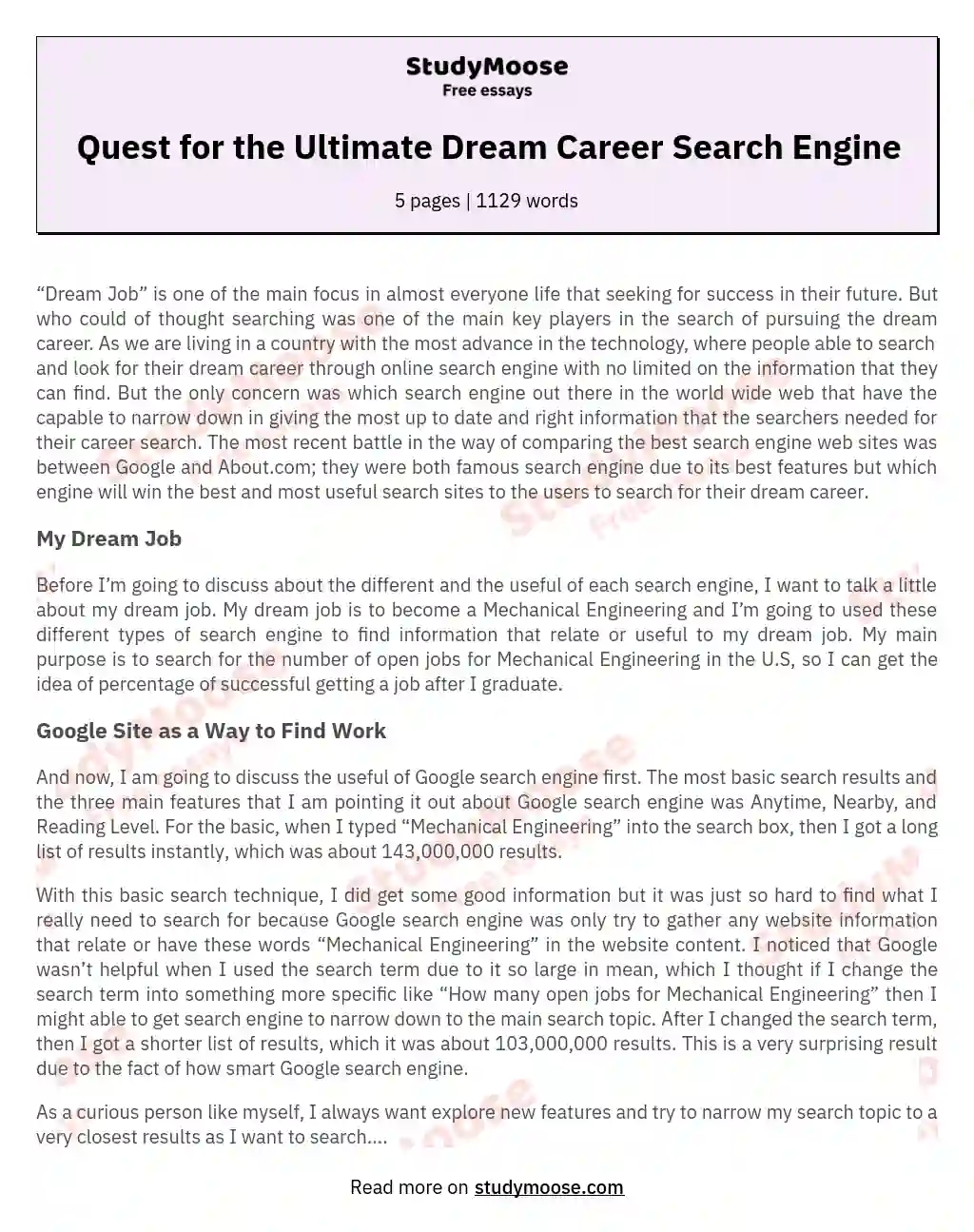 dream essay