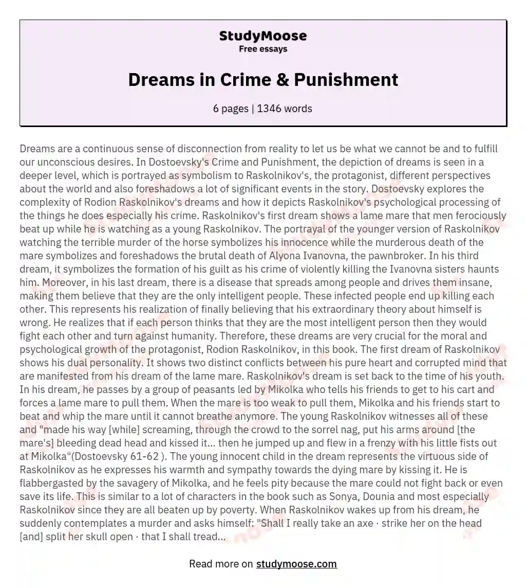 Dreams in Crime & Punishment essay