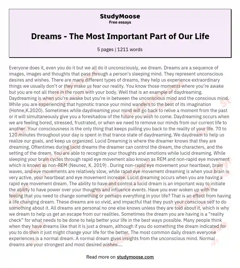 dream life essay