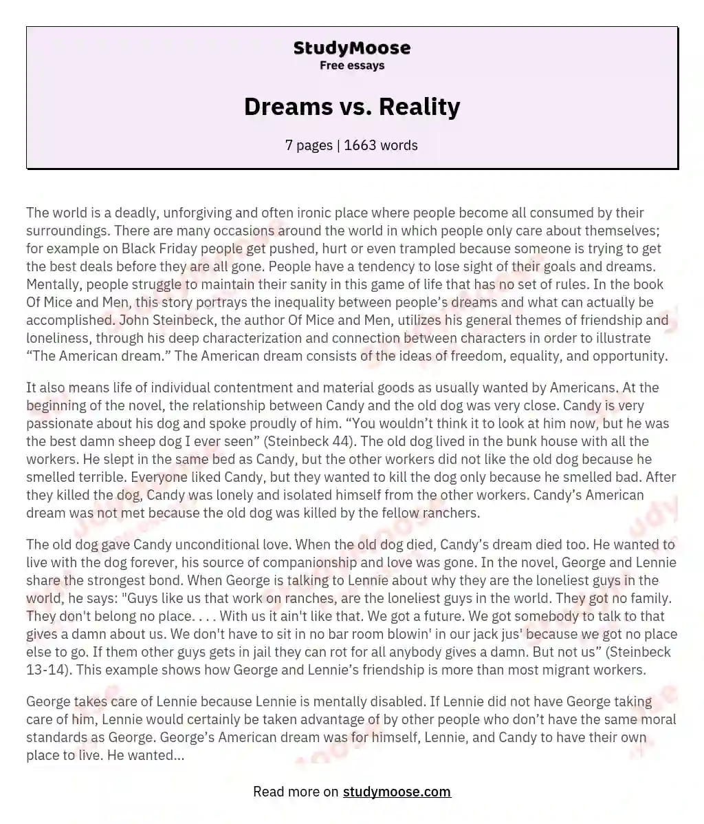 Dreams vs. Reality