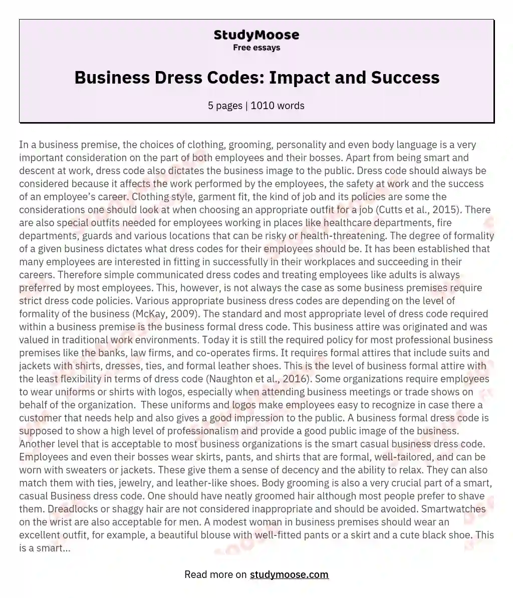 Dress Code in Business