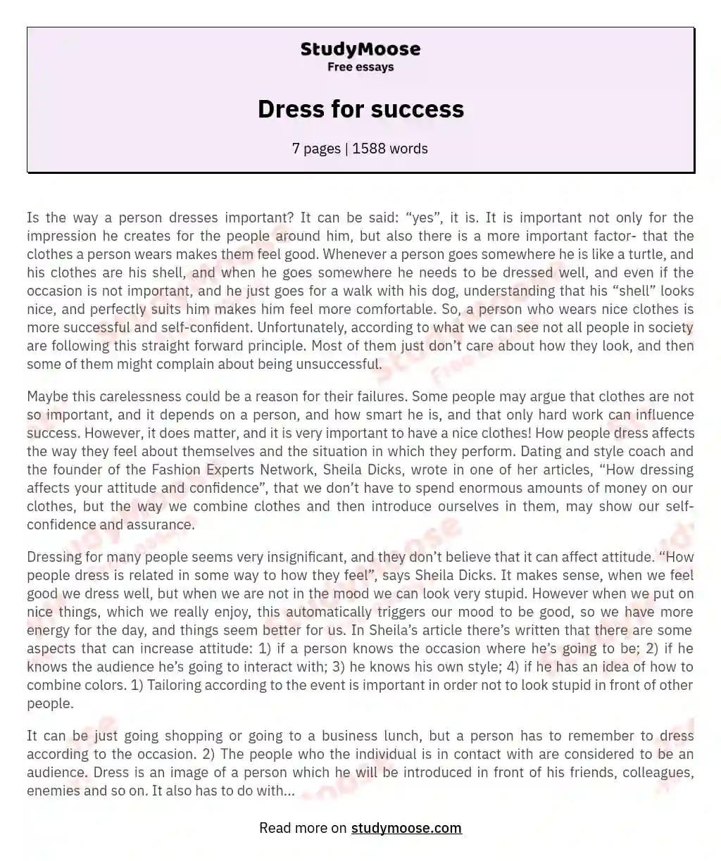 Dress for success essay