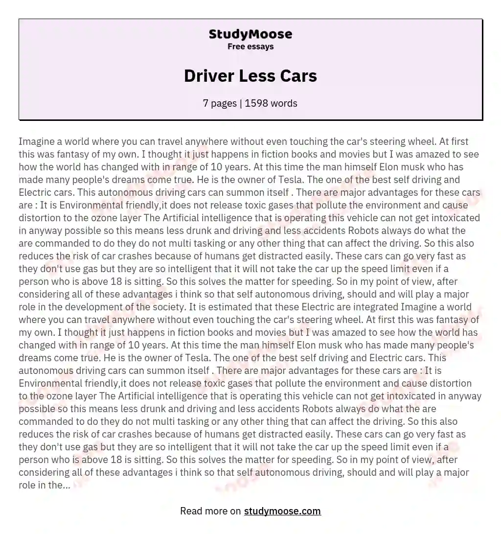 Driver Less Cars essay
