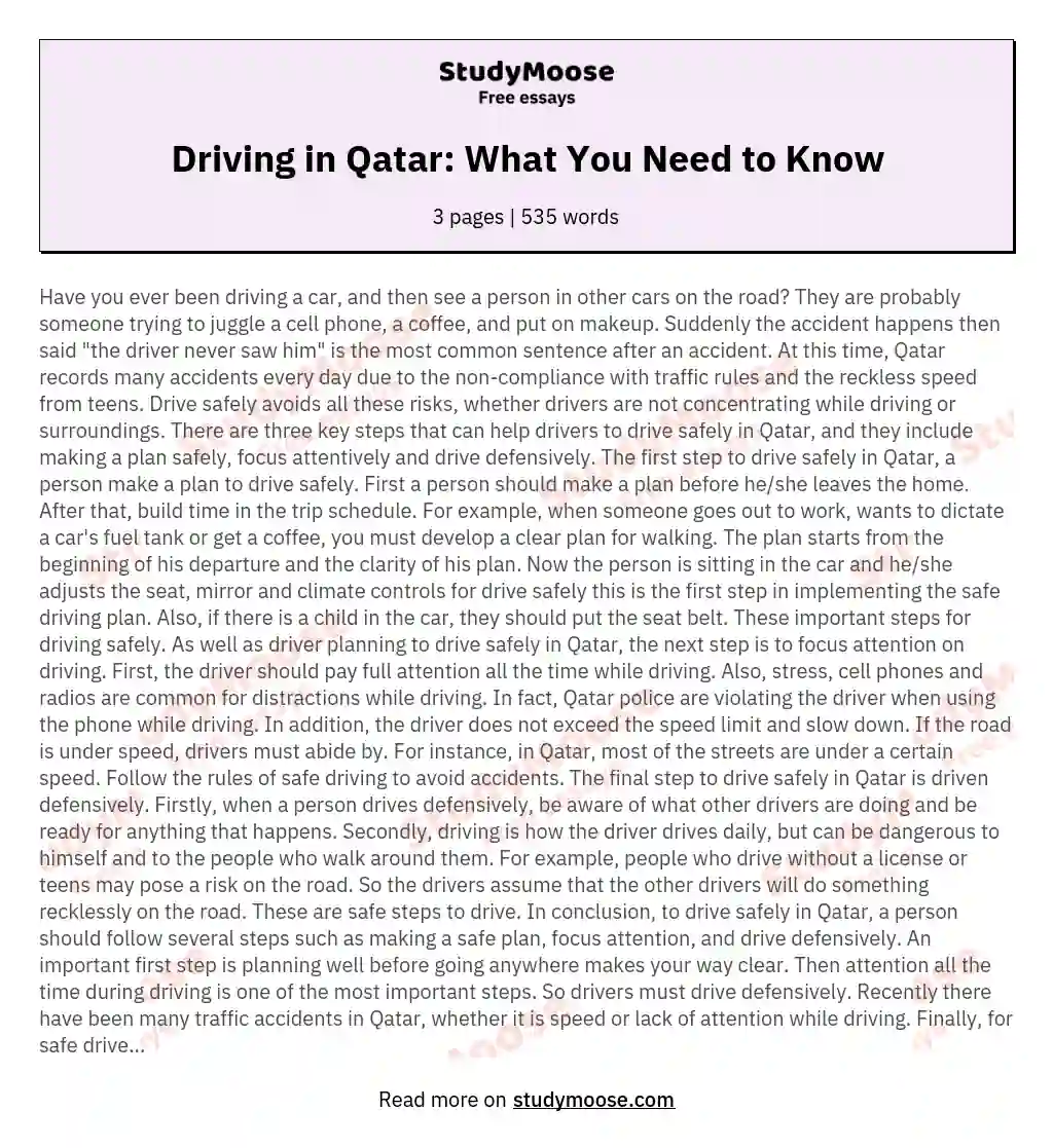 Driving in Qatar: What You Need to Know