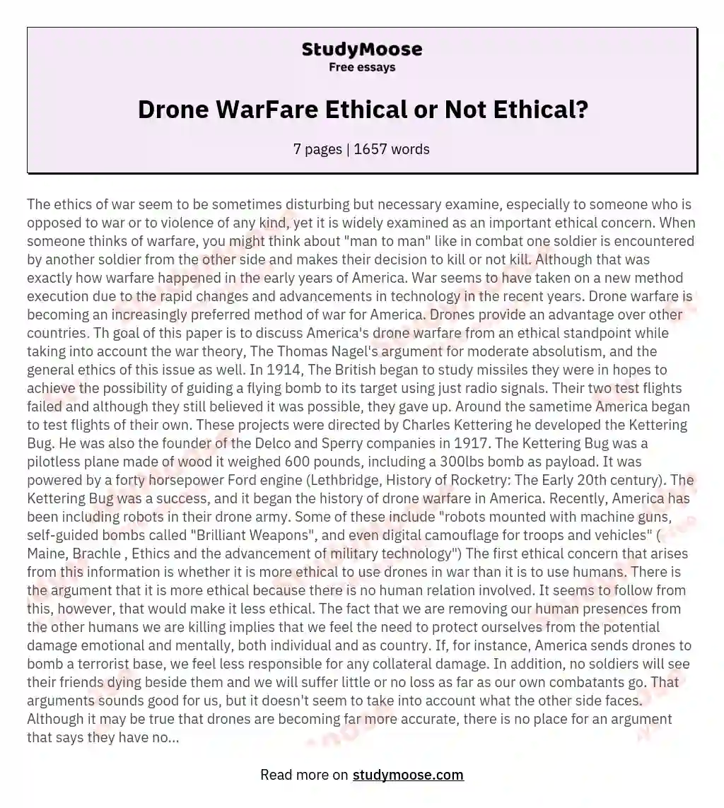 Drone WarFare Ethical or Not Ethical?