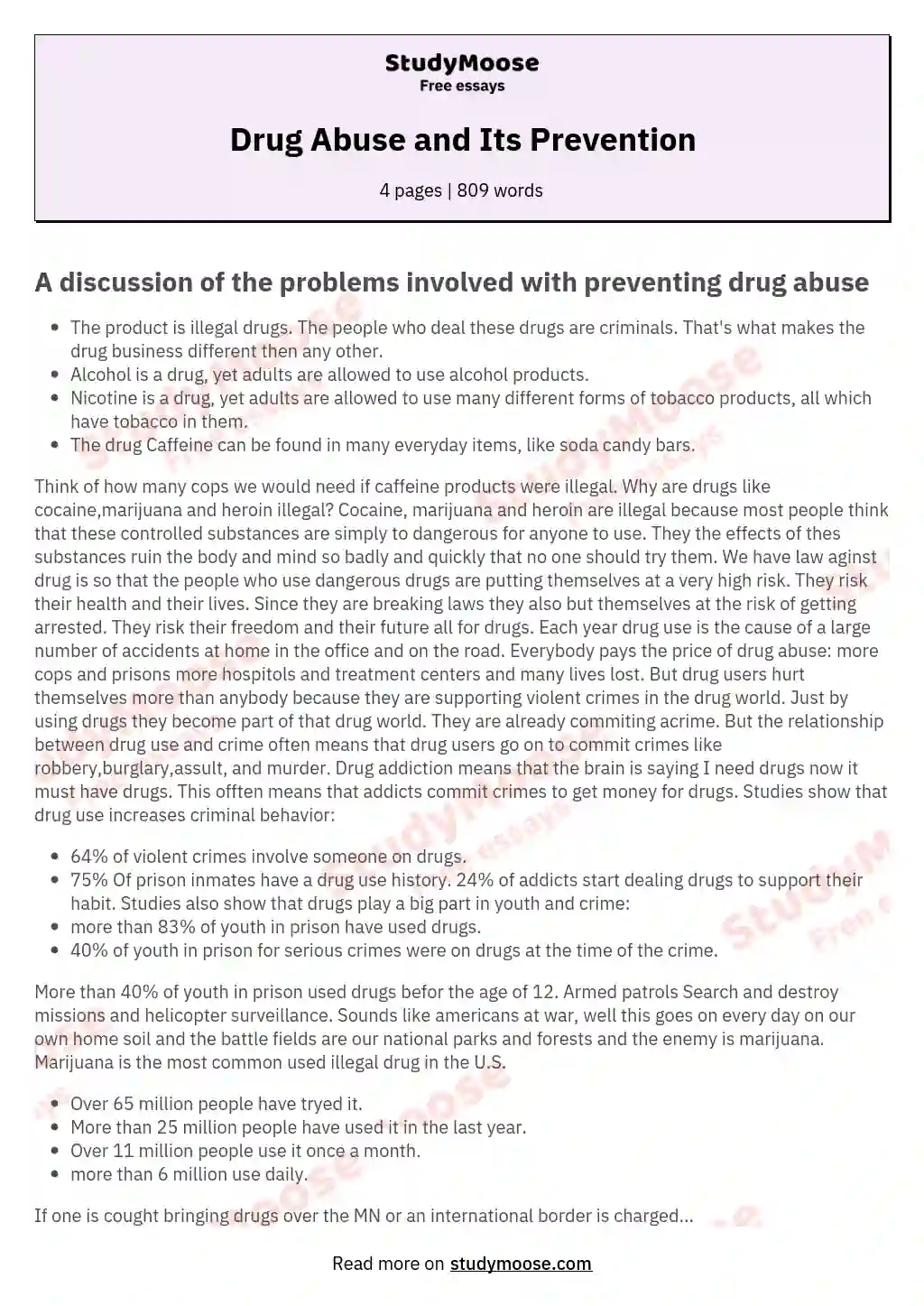 drugs and youth essay