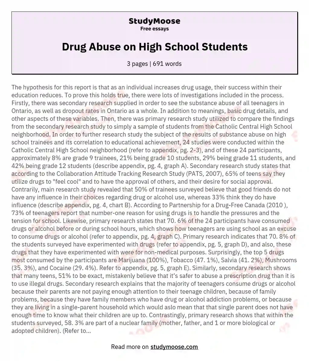  Write An Essay On Drug Abuse Cause And Effects Of Drug Abuse Essay 