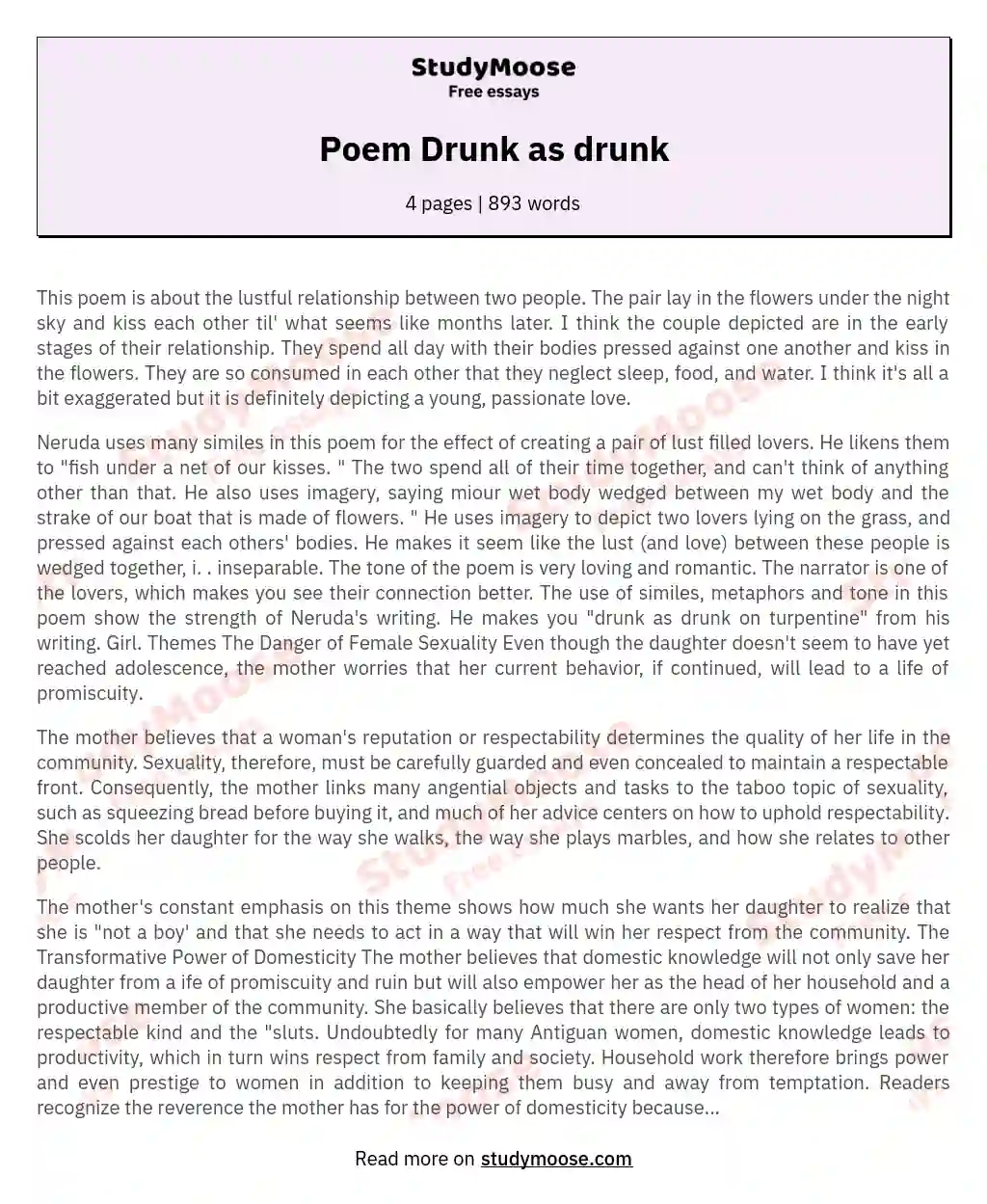 Poem Drunk as drunk essay