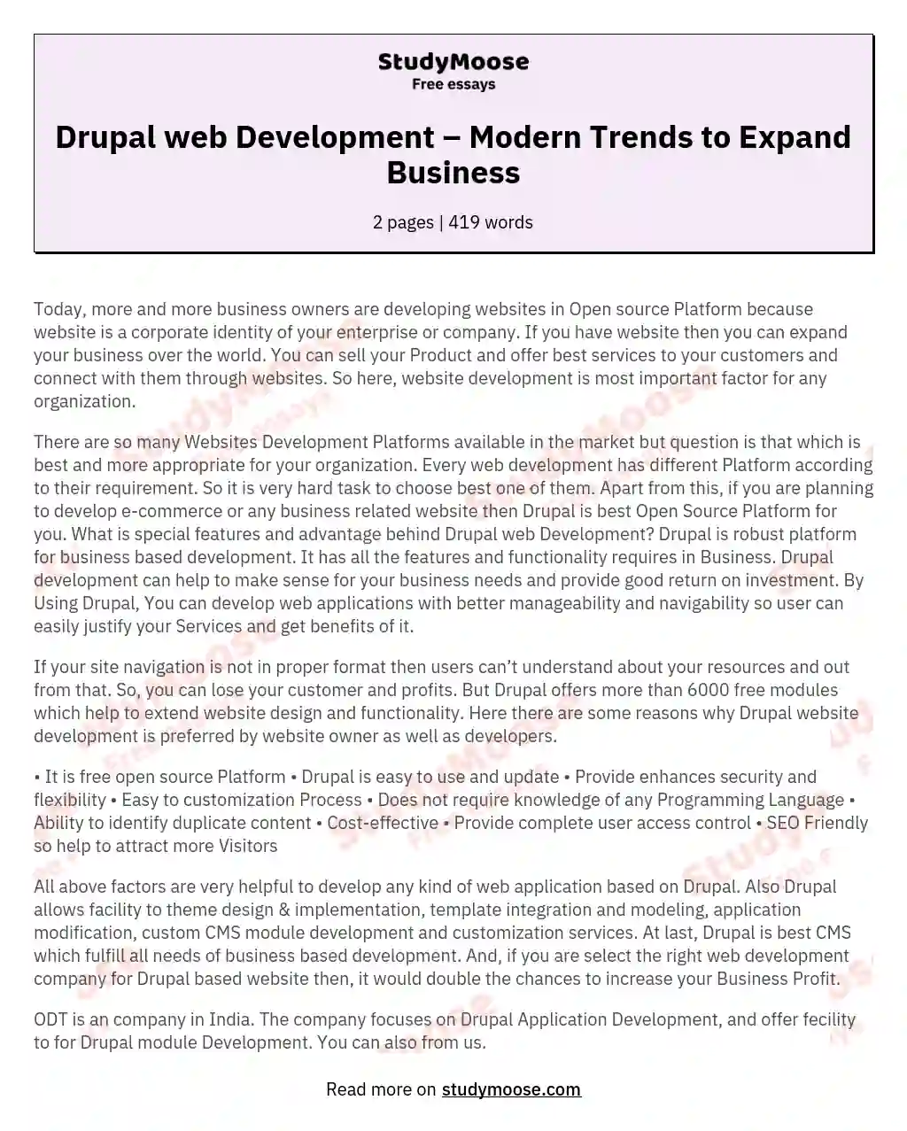 Drupal web Development – Modern Trends to Expand Business essay
