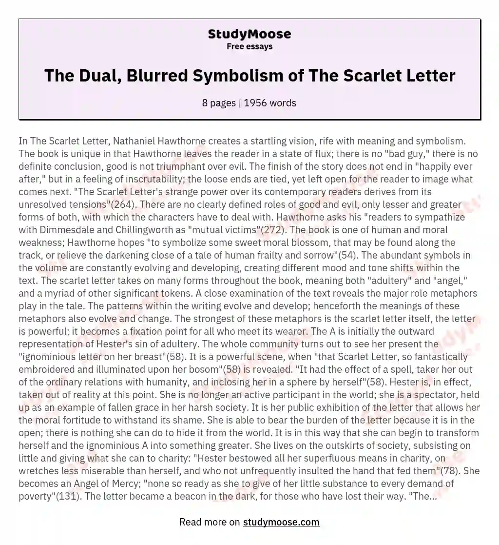 The Dual, Blurred Symbolism of The Scarlet Letter essay