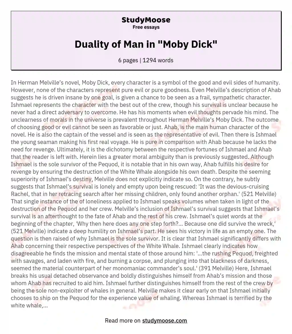 ­­Duality of Man in "Moby Dick"