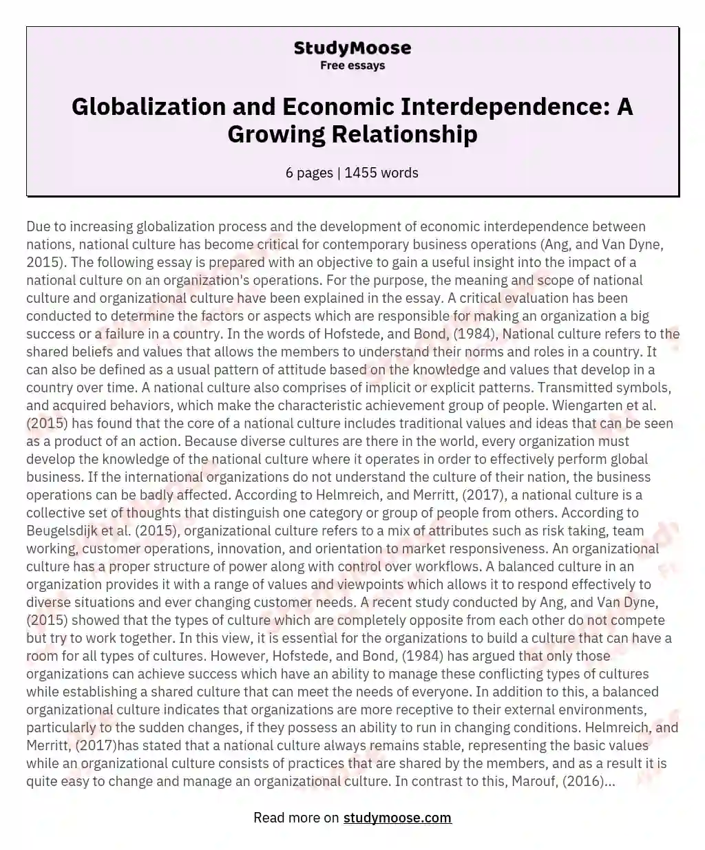 Globalization and Economic Interdependence: A Growing Relationship