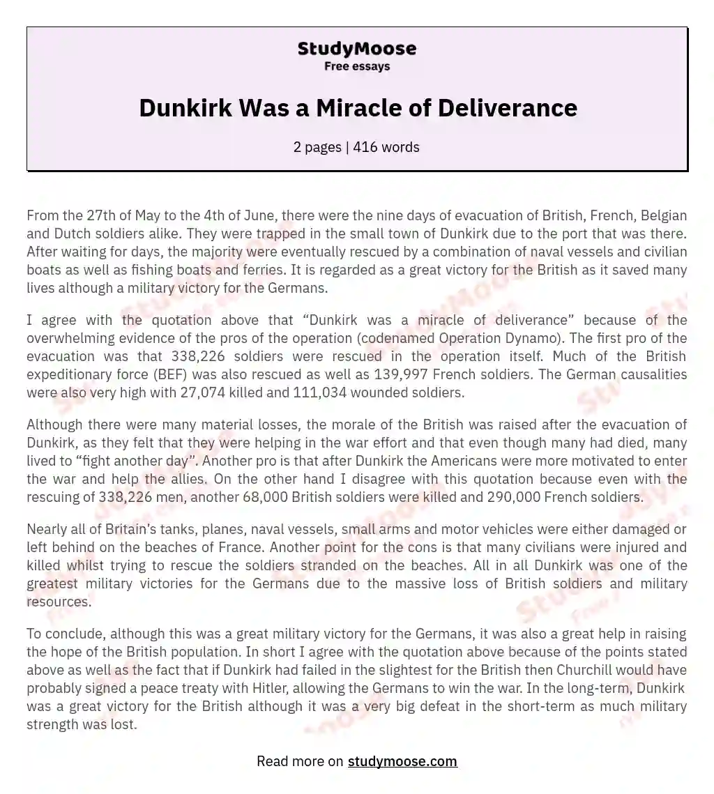 Dunkirk Was a Miracle of Deliverance