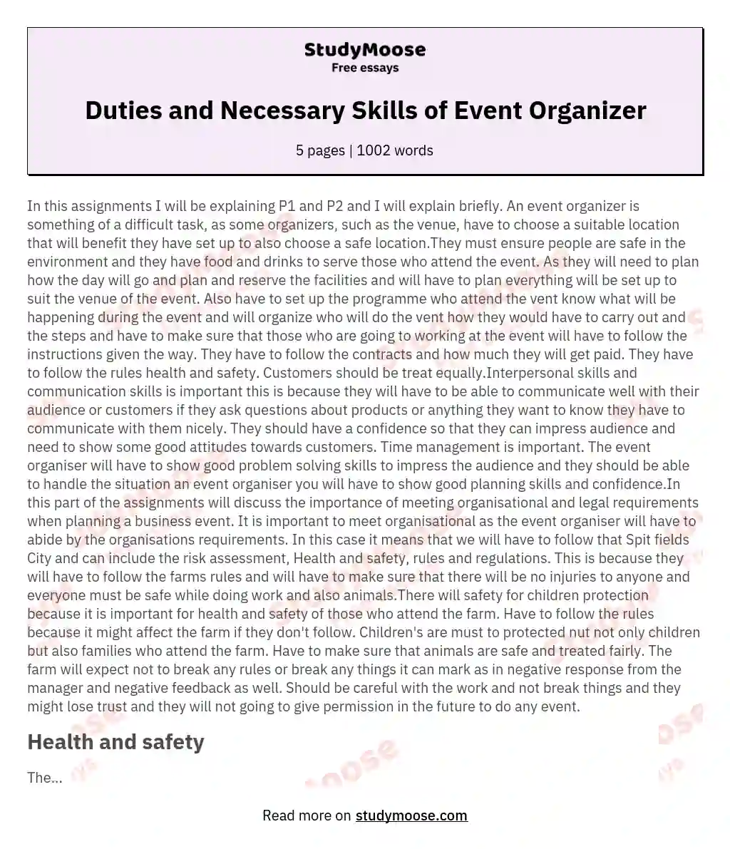 Duties and Necessary Skills of Event Organizer