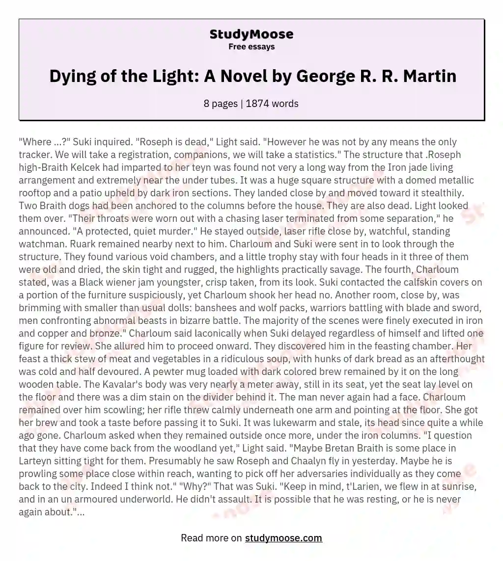 Dying of the Light: A Novel by George R. R. Martin essay