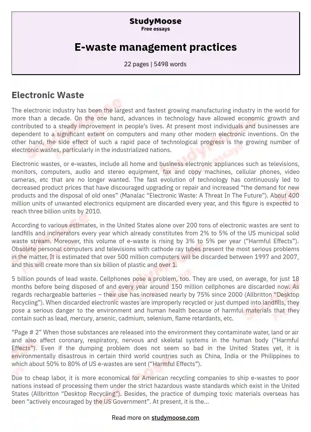 E-waste management practices