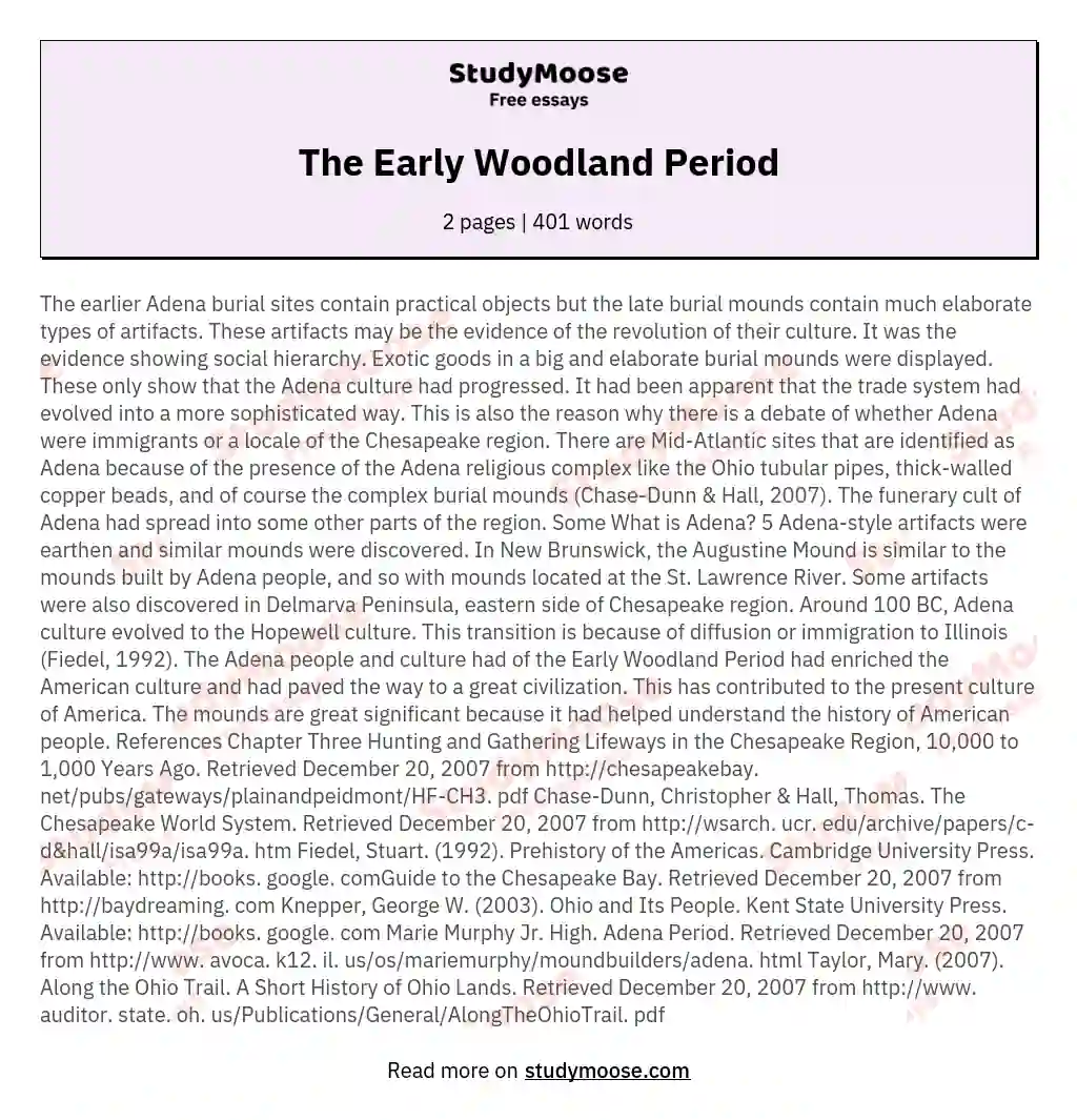 The Early Woodland Period essay