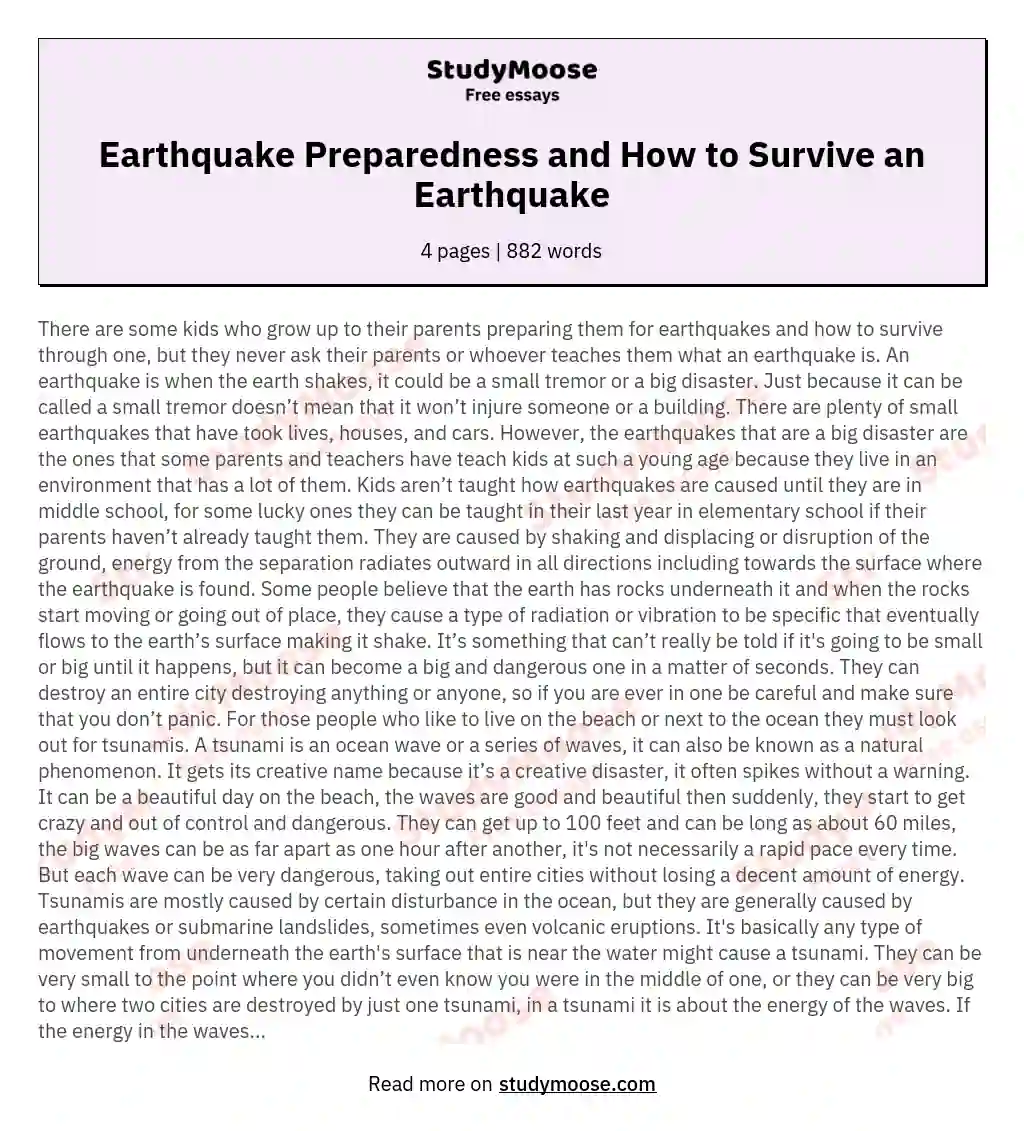 Earthquake Preparedness and How to Survive an Earthquake essay