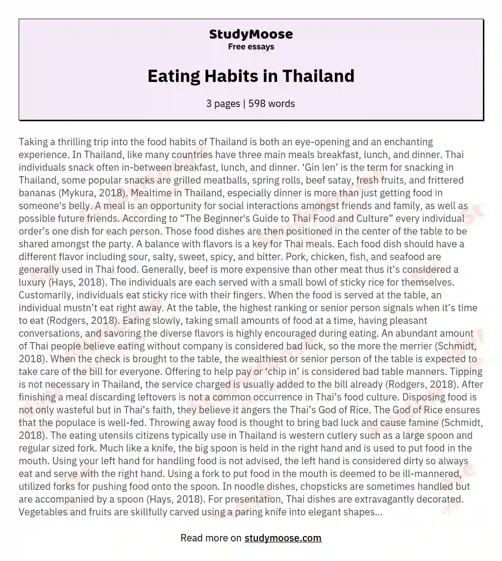 Eating Habits in Thailand