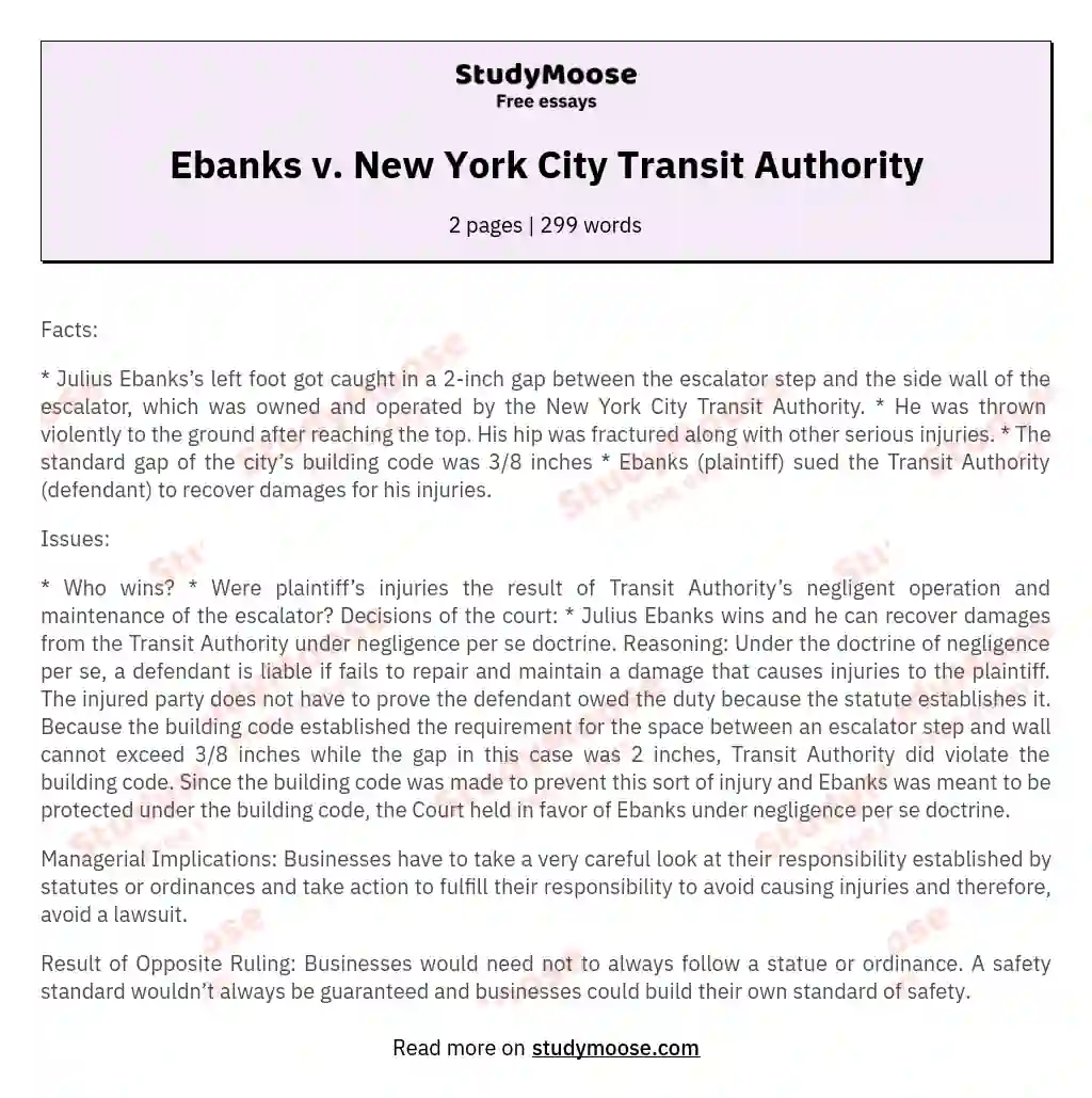 Ebanks v. New York City Transit Authority