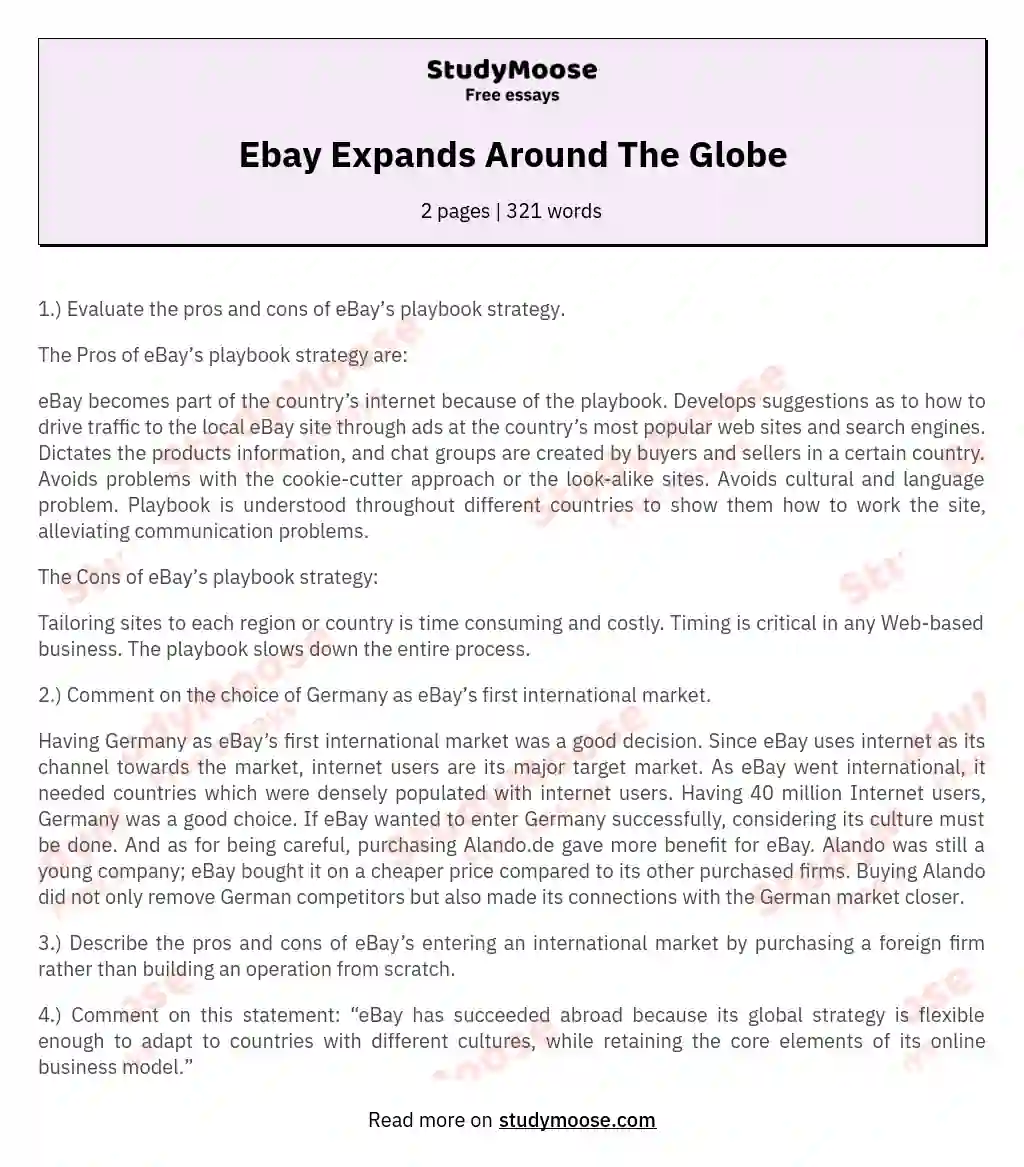 Ebay Expands Around The Globe essay