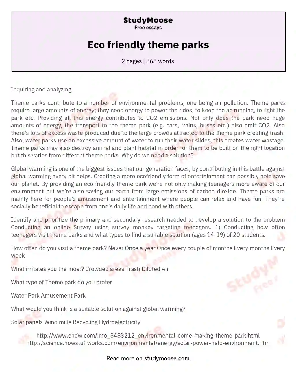 Eco friendly theme parks