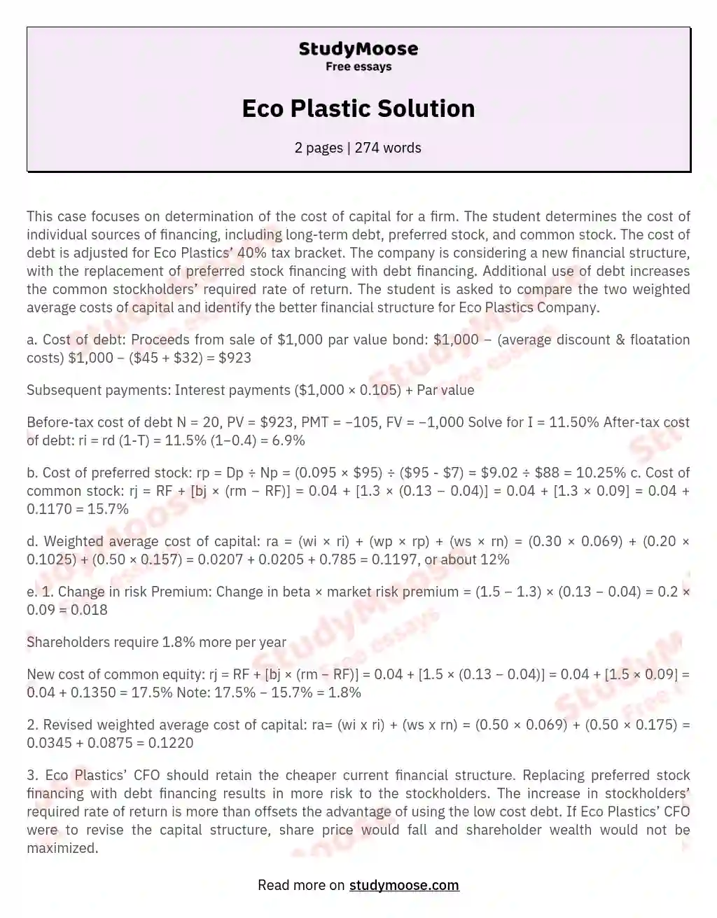 Eco Plastic Solution essay