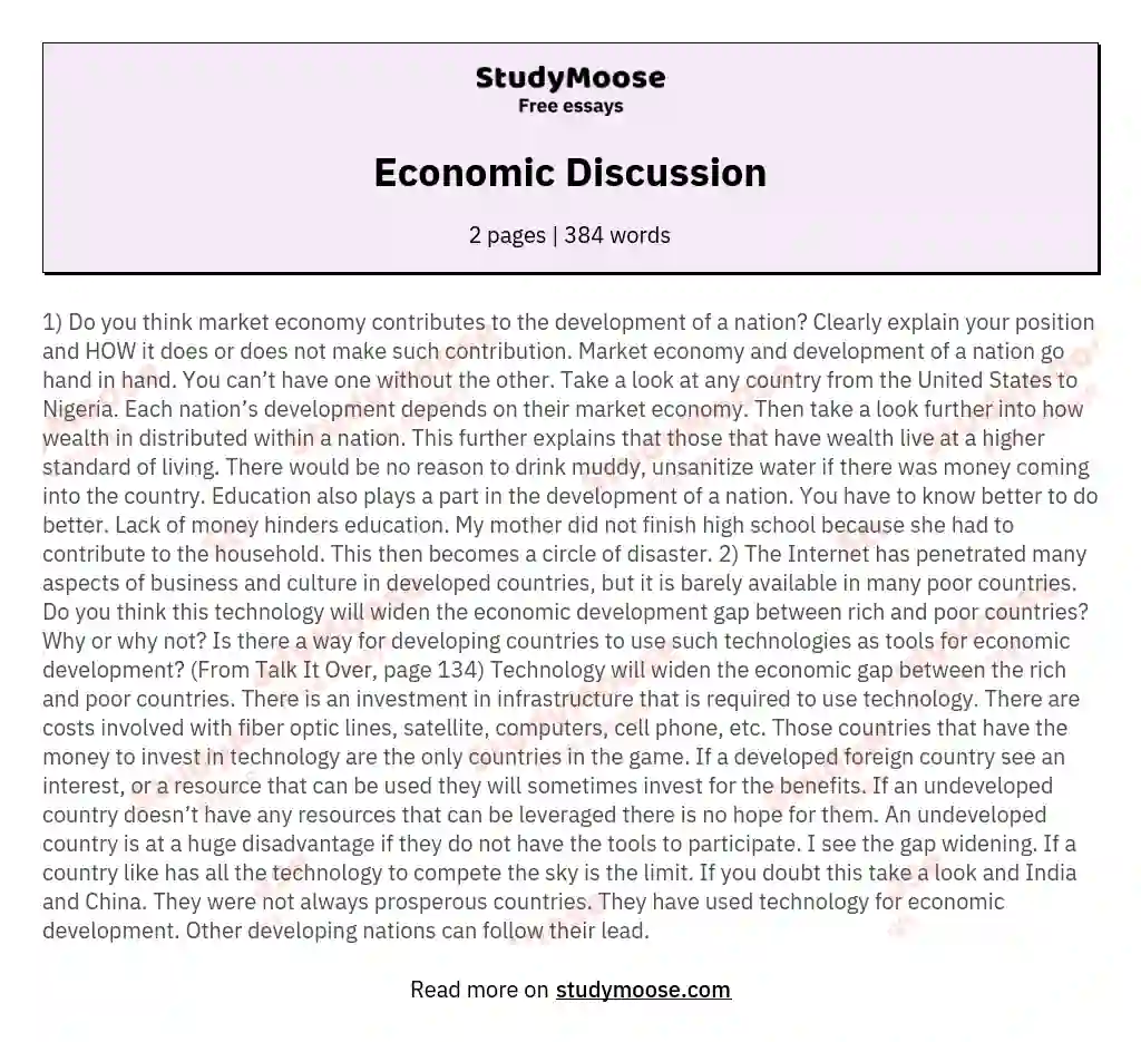 Economic Discussion essay