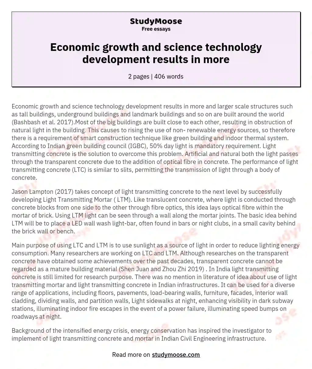 Economic growth and science technology development results in more