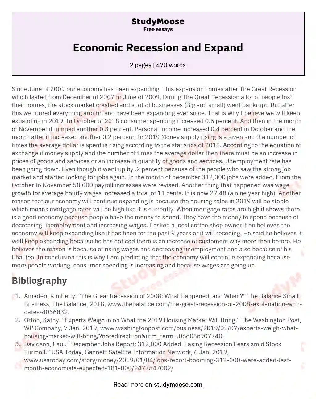 Economic Recession and Expand