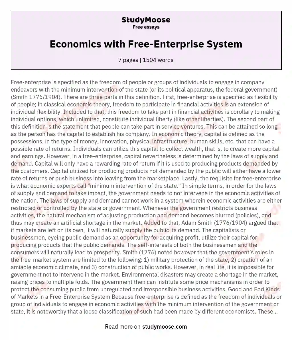 Economics with Free-Enterprise System essay