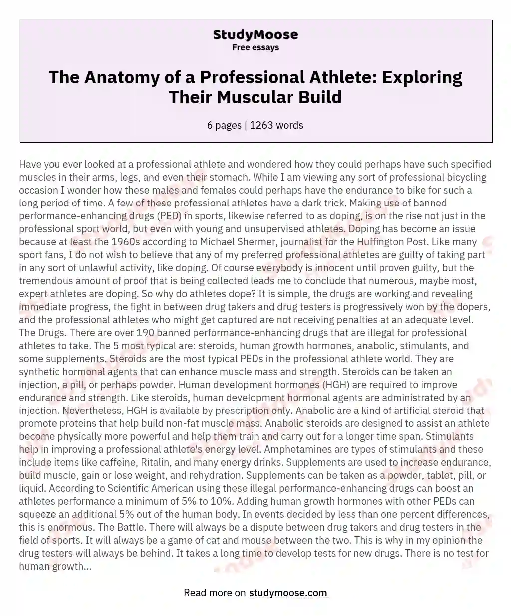 The Anatomy of a Professional Athlete: Exploring Their Muscular Build essay