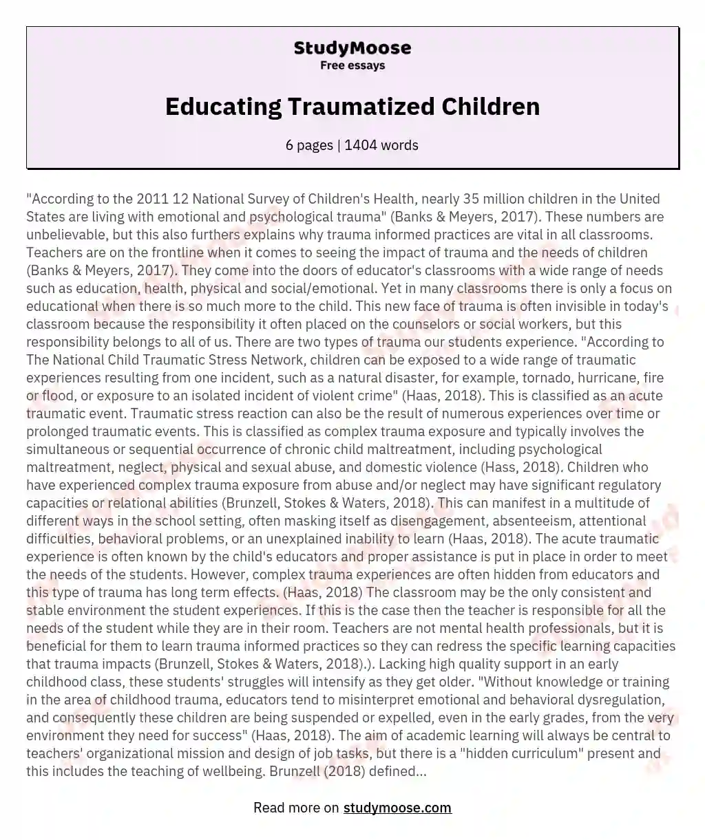 Educating Traumatized Children essay
