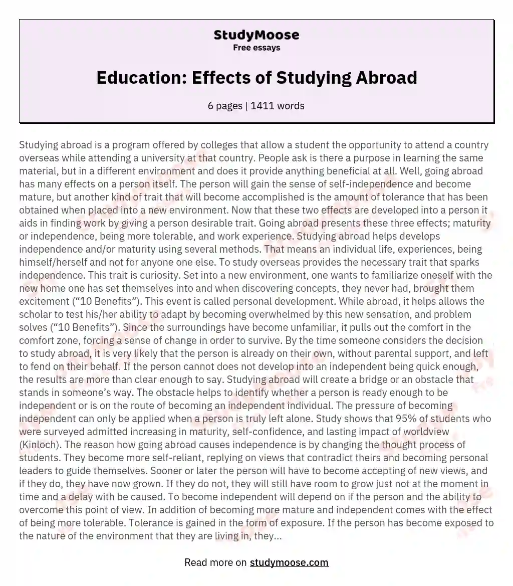 Education: Effects of Studying Abroad essay