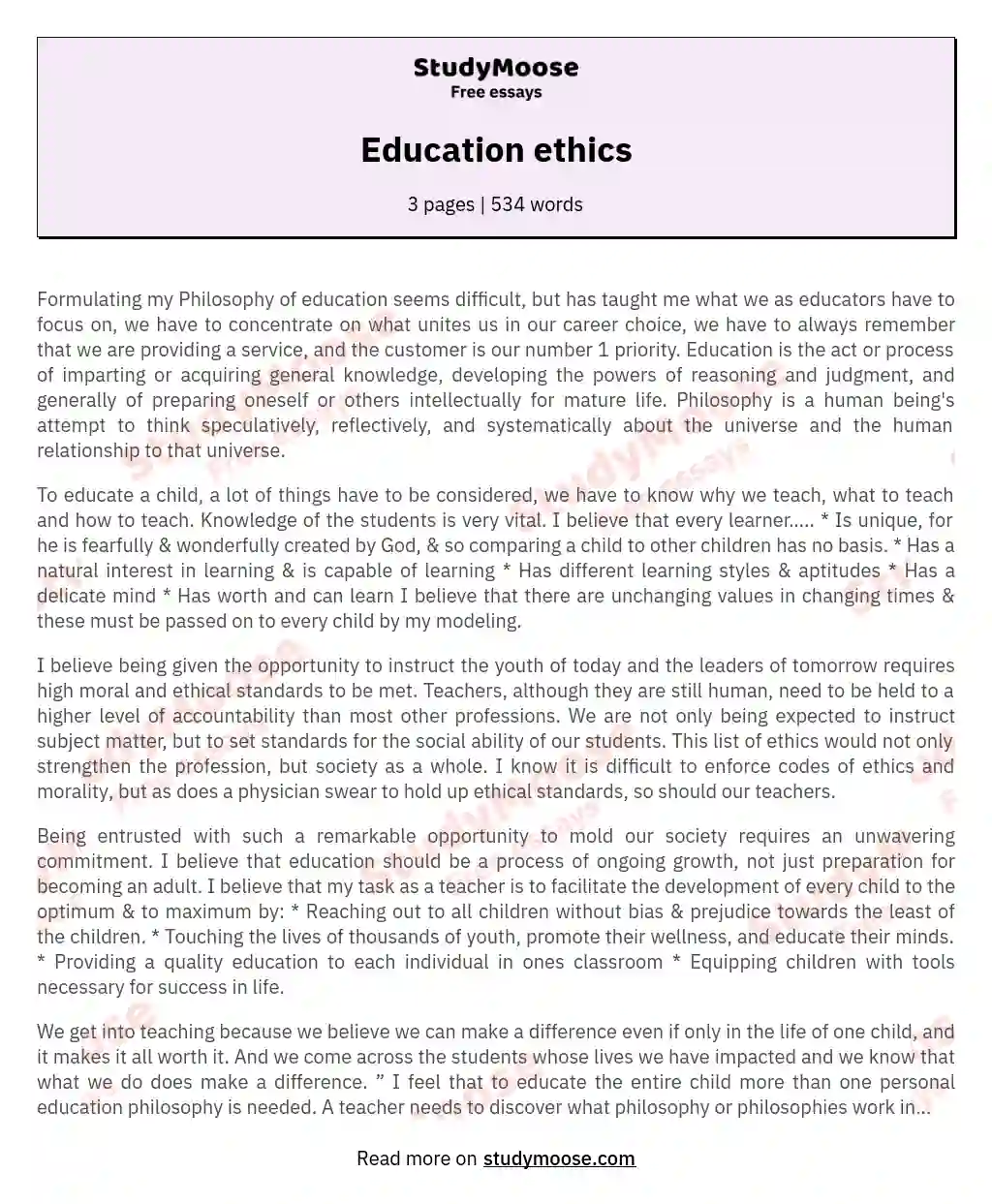 Education ethics