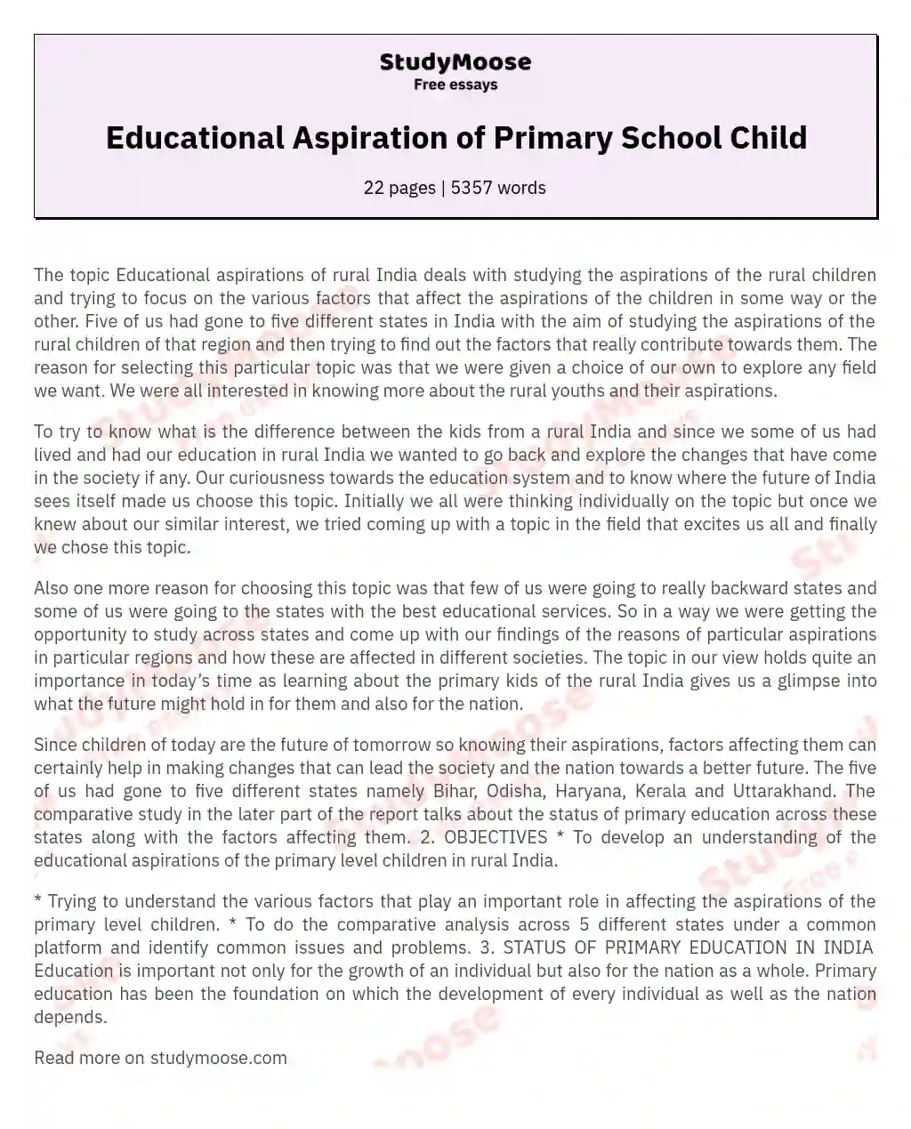 essay primary school