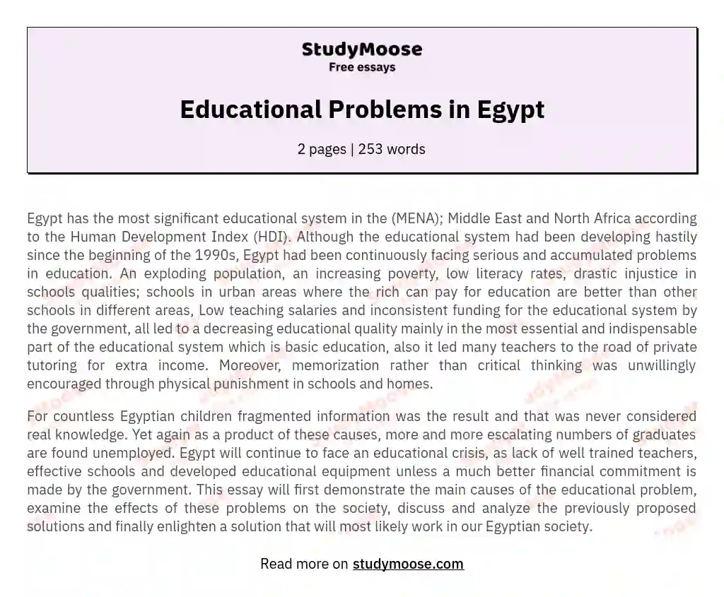 Educational Problems in Egypt essay