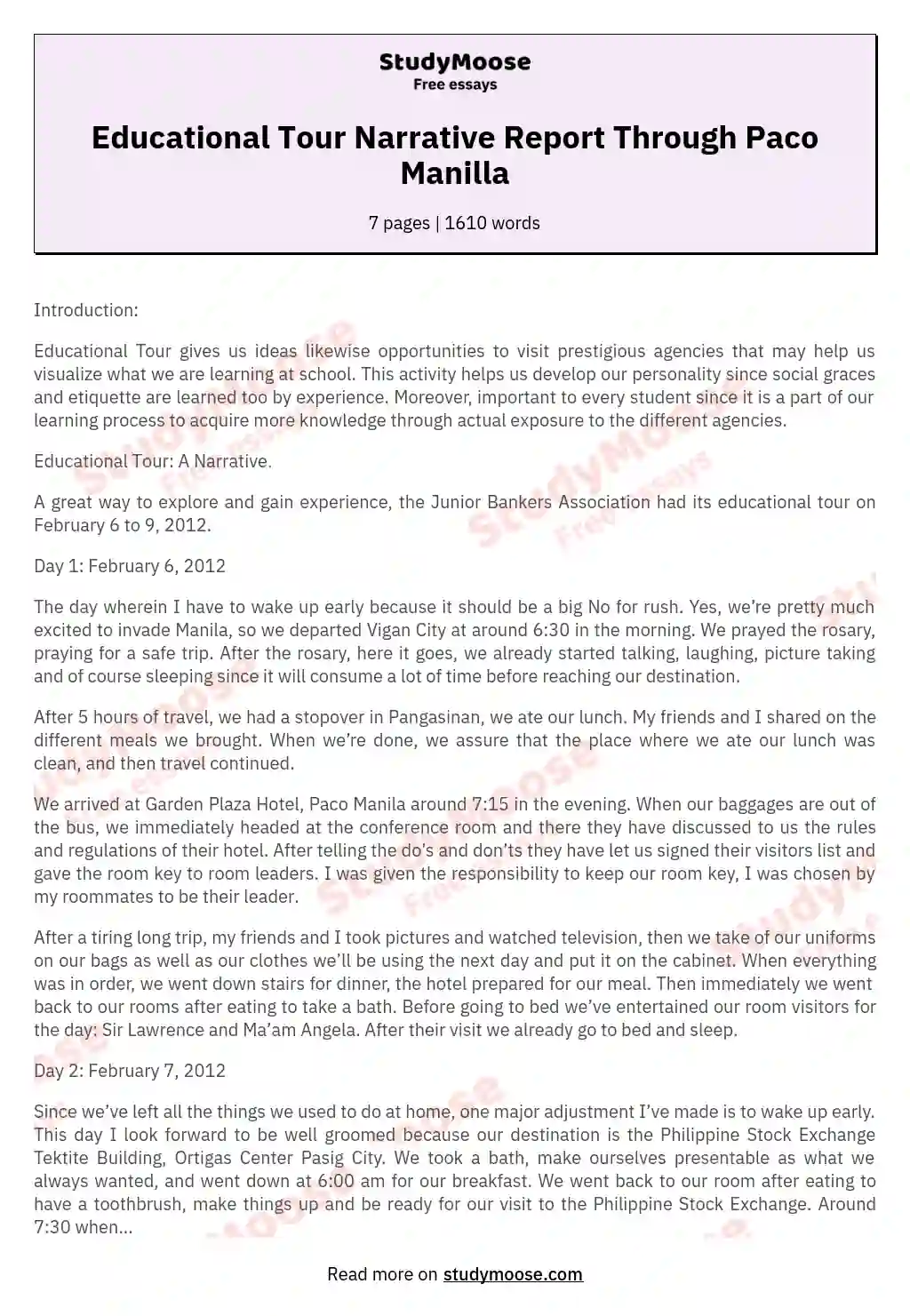 Narrative Report On Educational Tour Electricity Vrogue co