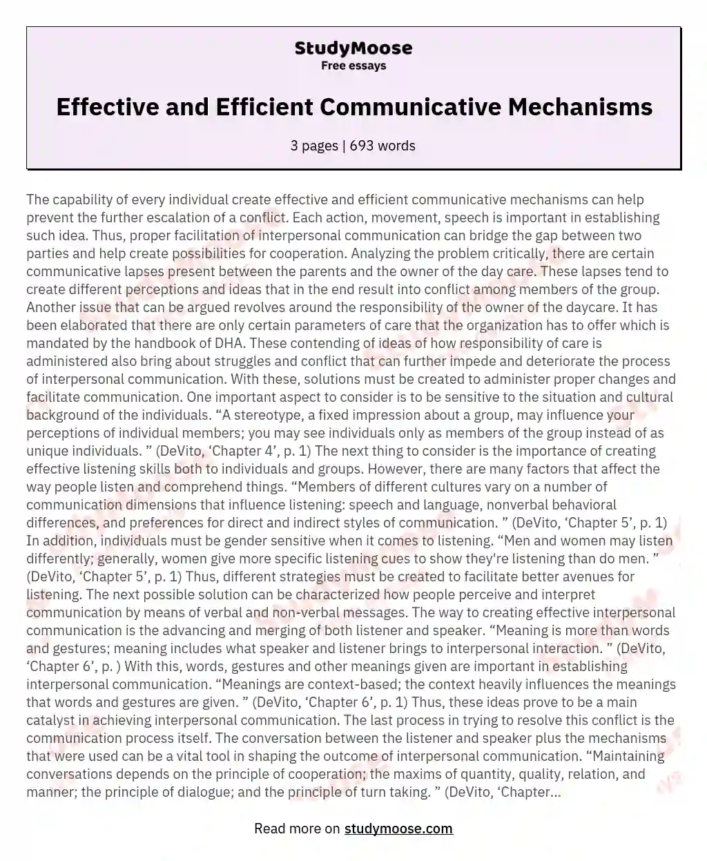 Effective and Efficient Communicative Mechanisms