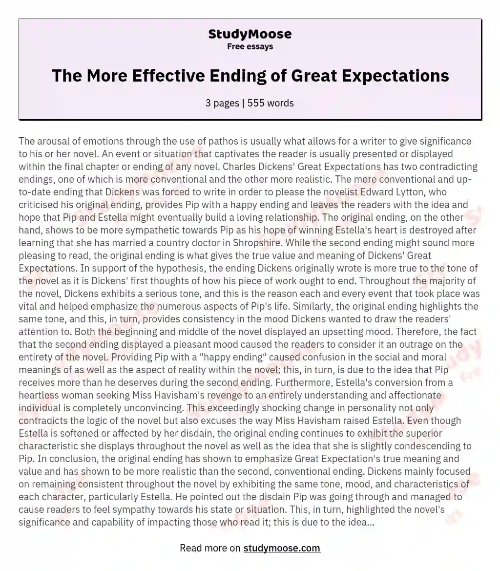 The More Effective Ending of Great Expectations essay