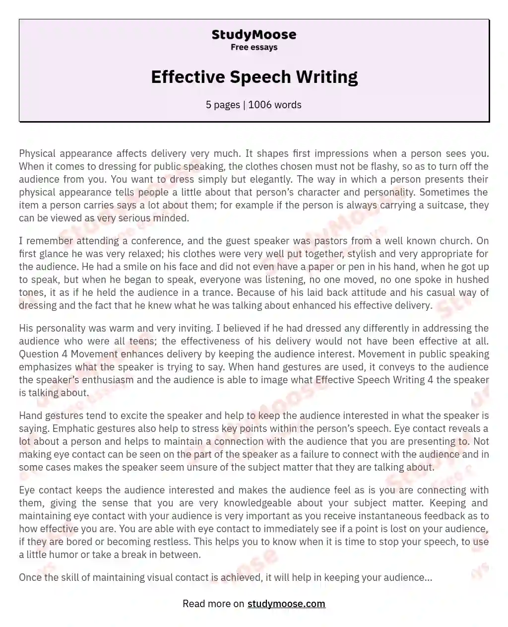 Effective Speech Writing