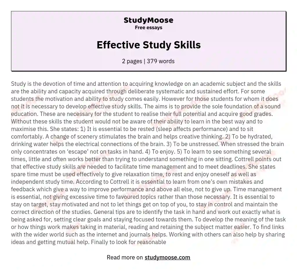 Effective Study Skills essay