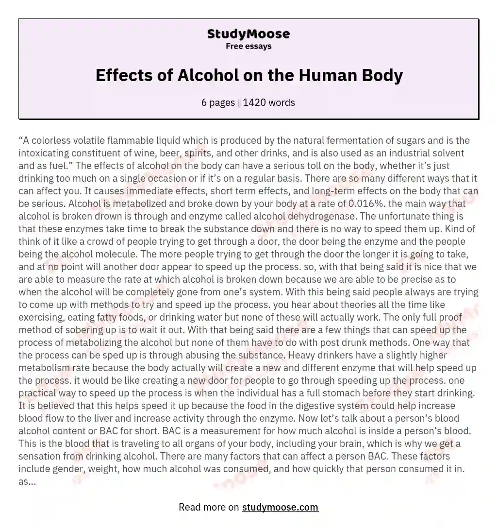 Effects of Alcohol on the Human Body