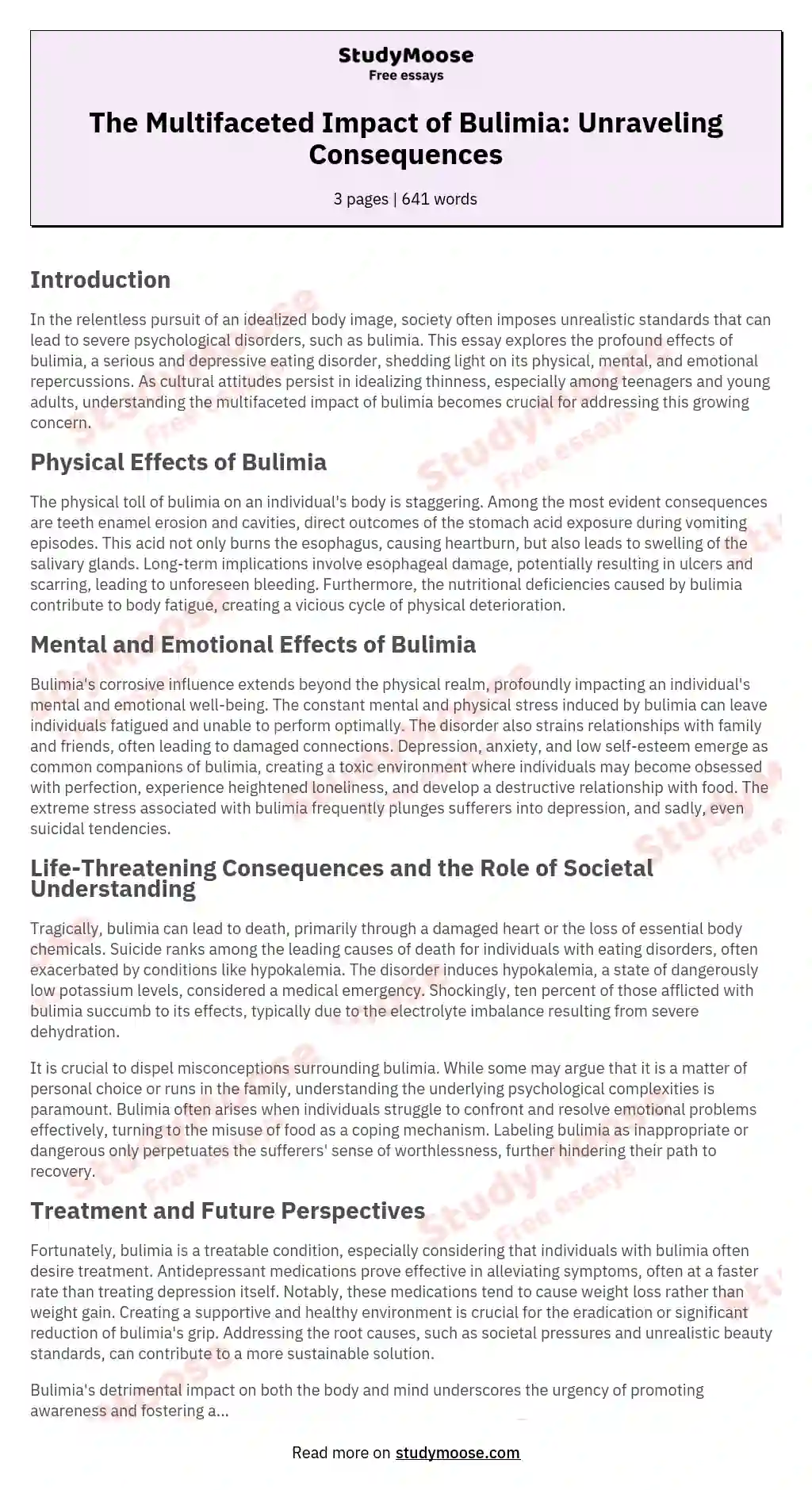 Реферат: Bulimia Essay Research Paper BULIMIAEating disorders are