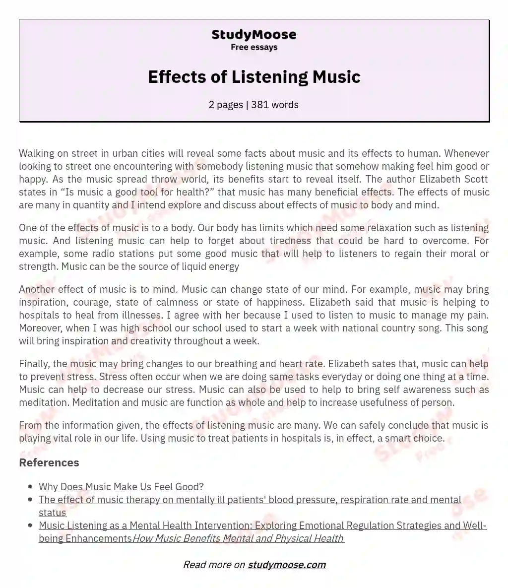 Effects of Listening Music