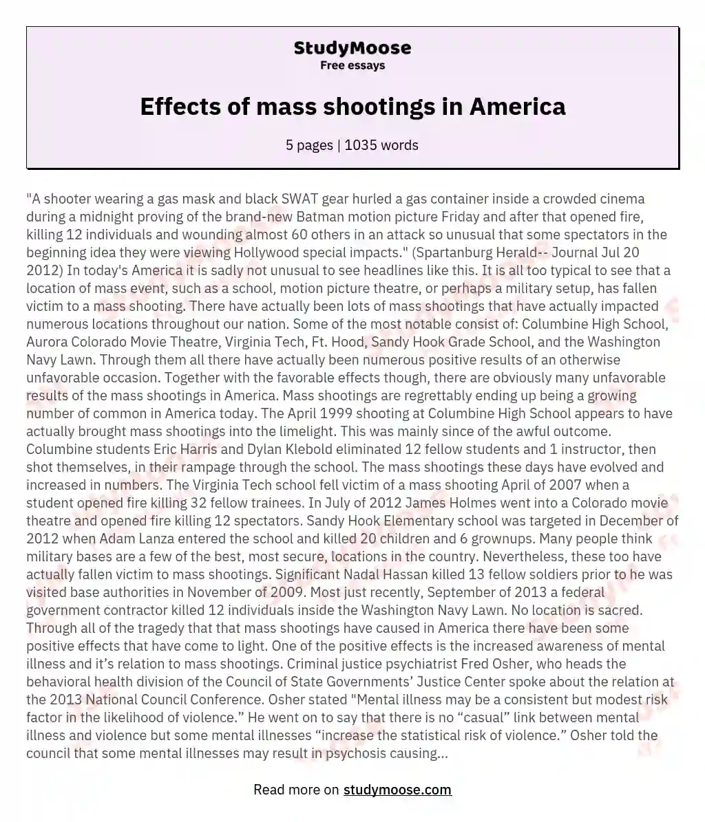 Effects of mass shootings in America essay