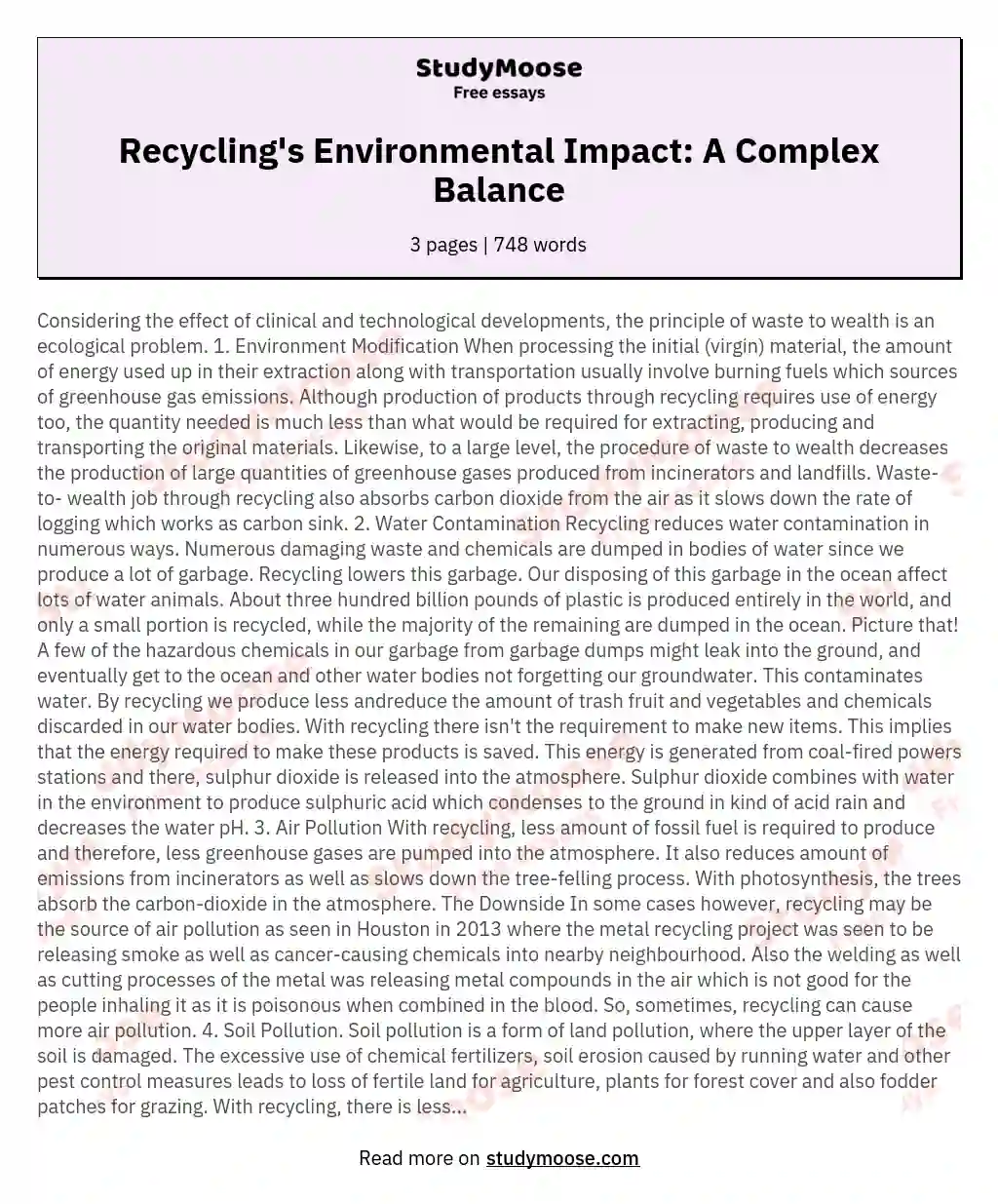 persuasive paper on recycling
