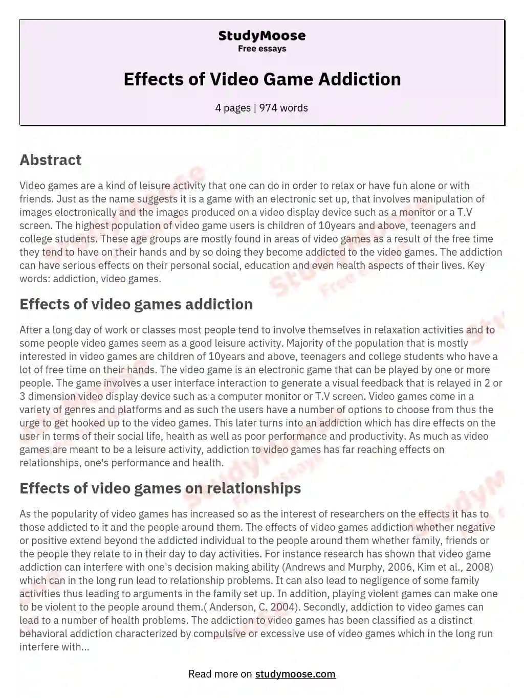 video game addiction argumentative essay